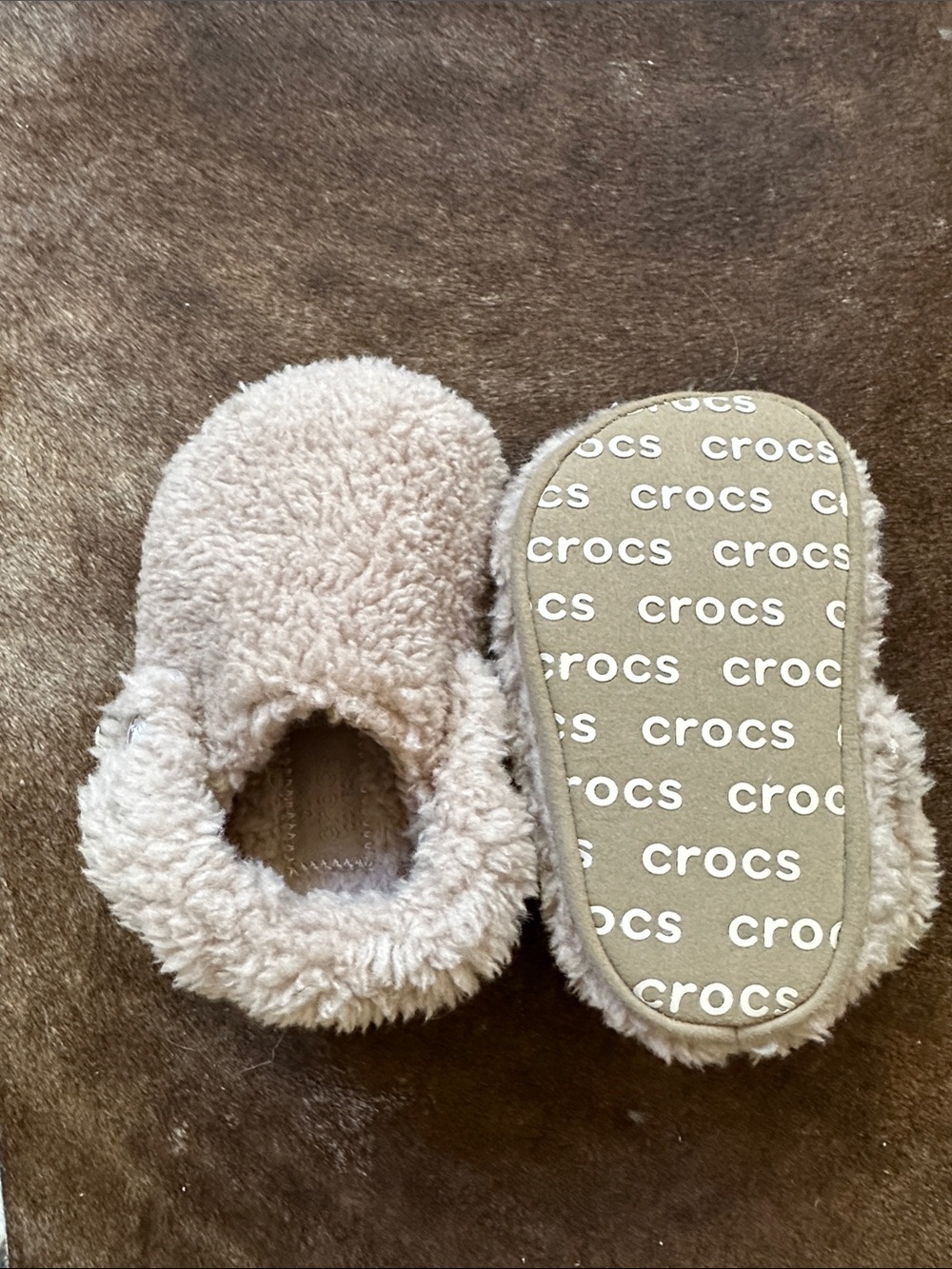 CROCS Sherpa-Lined Slip-On Clog in Light Beige